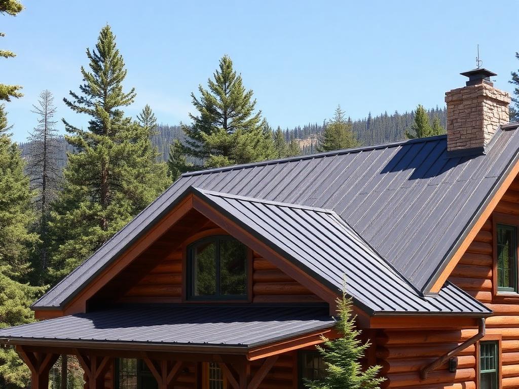 Standing seam metal roof on a Spirit Lake ID mountain cabin
