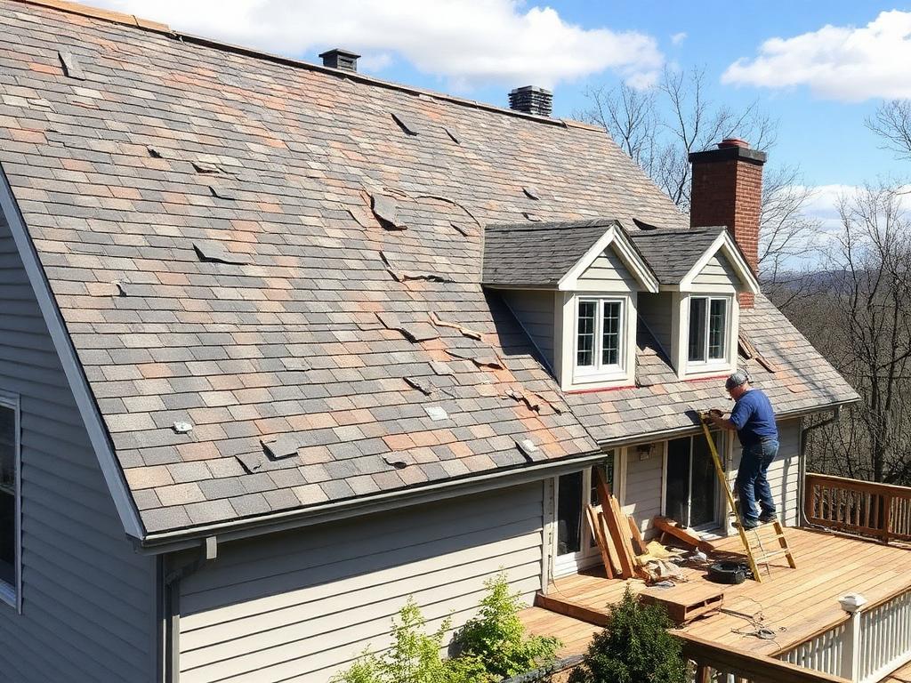 Roof replacement North Idaho home with old shingles removed